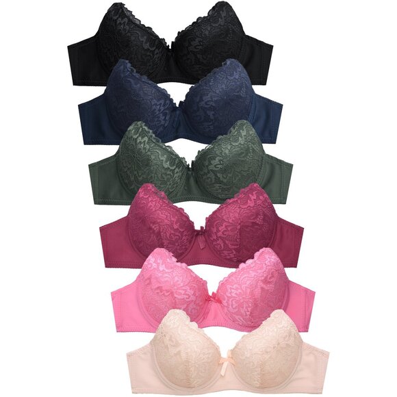 PACK OF 6 Women's Sofra Full Coverage Underwire Allover Lace Bras (BR4452L) - Picture 1 of 4